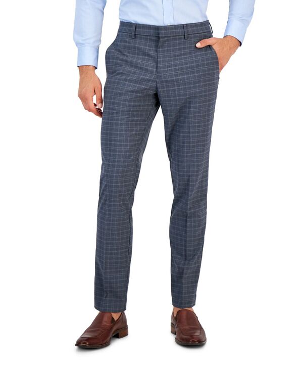 【送料無料】 ペリーエリス メンズ カジュアルパンツ ボトムス Perry Ellis Men 039 s Essentials Slim Fit Plaid Dress Pants Charcoal