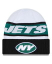 【送料無料】 ニューエラ メンズ 帽子 アクセサリー Men's White Black New York Jets 2023 Sideline Tech Cuffed Knit Hat White Black