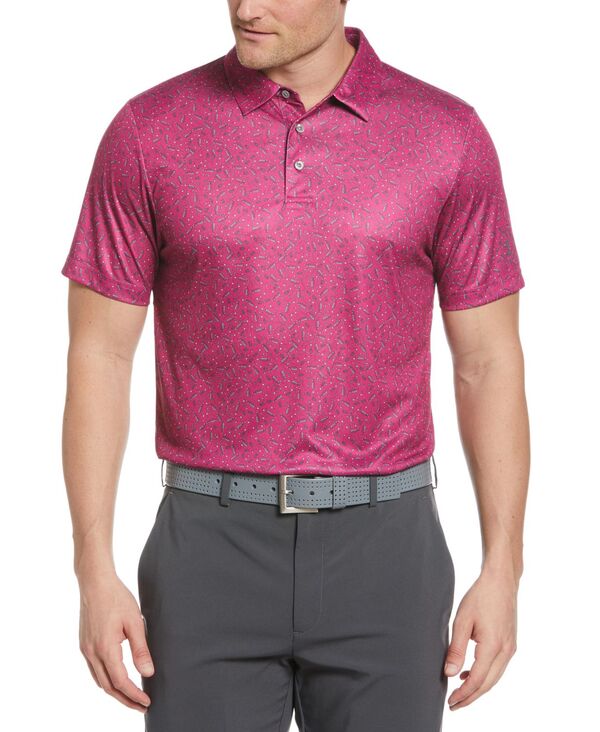 楽天ReVida 楽天市場店【送料無料】 ピージーエーツアー メンズ ポロシャツ トップス Men's Golf Bag Graphic Polo Shirt Fuschia Red