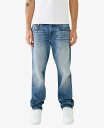 トゥルーレリジョン 【送料無料】 トゥルーレリジョン メンズ デニムパンツ ジーンズ ボトムス Men's Ricky Flap Raw Edge Logo Straight Jean Blue