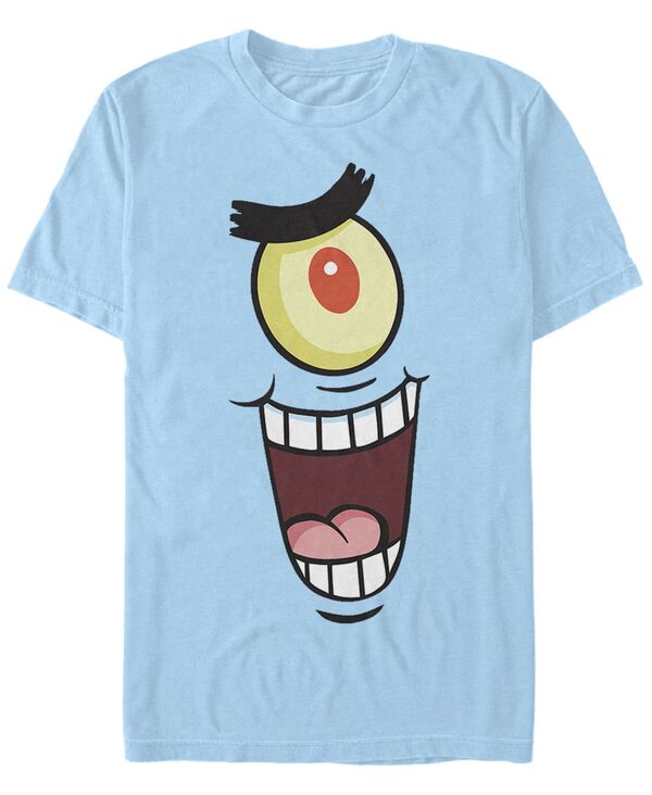 【送料無料】 フィフスサン メンズ Tシャツ トップス Nickelodeon Men 039 s SpongeBob Square pants Plankton Big Face Costume Short Sleeve T-Shirt Light Blue