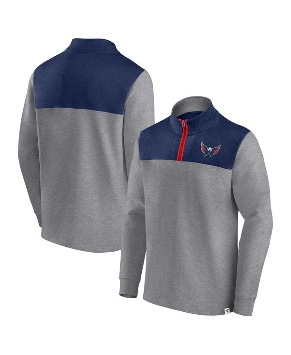 【送料無料】 ファナティクス メンズ ジャケット・ブルゾン アウター Men's Heather Gray Washington Capitals Launch It Quarter-Zip ..