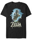 【送料無料】 フィフスサン メンズ Tシャツ トップス Nintendo Men 039 s Legend of Zelda Link Breath of The Wild Short Sleeve T-Shirt Black