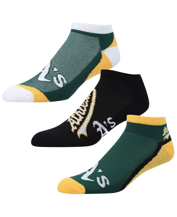 【送料無料】 フォーベアフット メンズ 靴下 アンダーウェア Men's and Women's Oakland Athletics Flash Ankle Socks 3-Pack Set Green Black