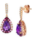 【送料無料】 ル ヴァン レディース ピアス・イヤリング アクセサリー Multi-Gemstone (2-1/2 ct. t.w.) & Nude Diamond (1/8 ct. t.w.) Pear Halo Drop Earrings in 14k Rose Gold 14K Rg