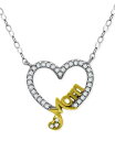 【送料無料】 ジャーニ ベルニーニ レディース ネックレス・チョーカー・ペンダントトップ アクセサリー Cubic Zirconia Mom Heart Pendant Necklace in Sterling Silver & 18k Gold-Plate 16" + 2" extender Two Tone