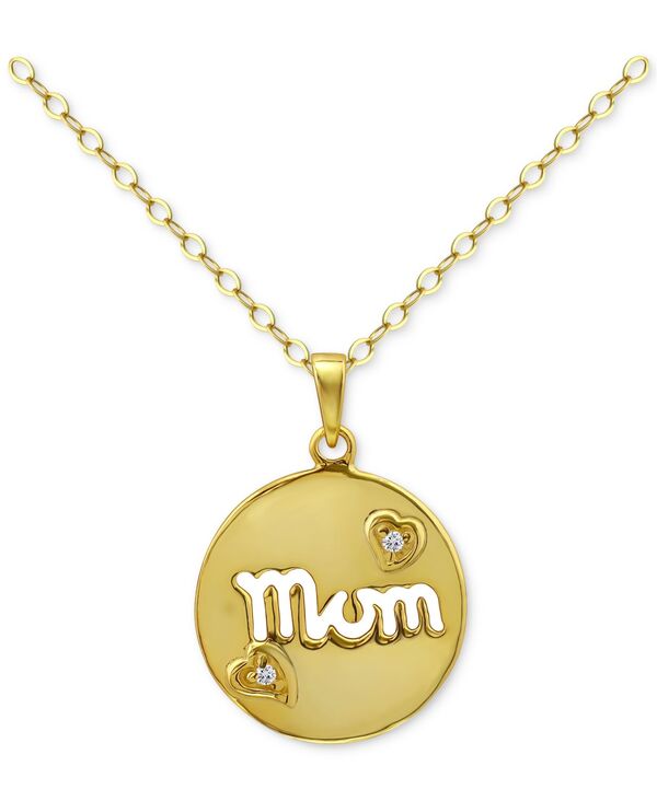 yz W[j xj[j fB[X lbNXE`[J[Ey_ggbv ANZT[ Cubic Zirconia Mom Heart Disc Pendant Necklace in 18k Gold-Plated Sterling Silver 16