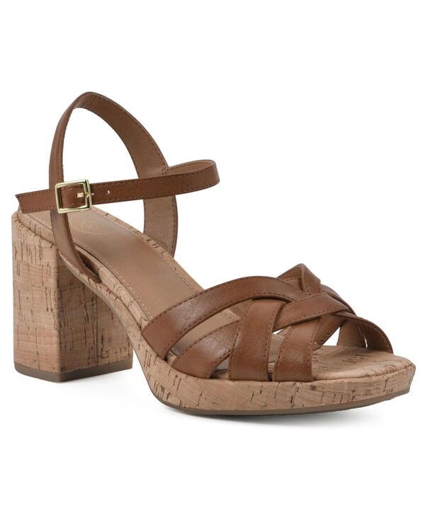 【送料無料】 ホワイトマウンテン レディース サンダル シューズ Women's Dubonnet Cork Block Heel Sandals Tan Smooth