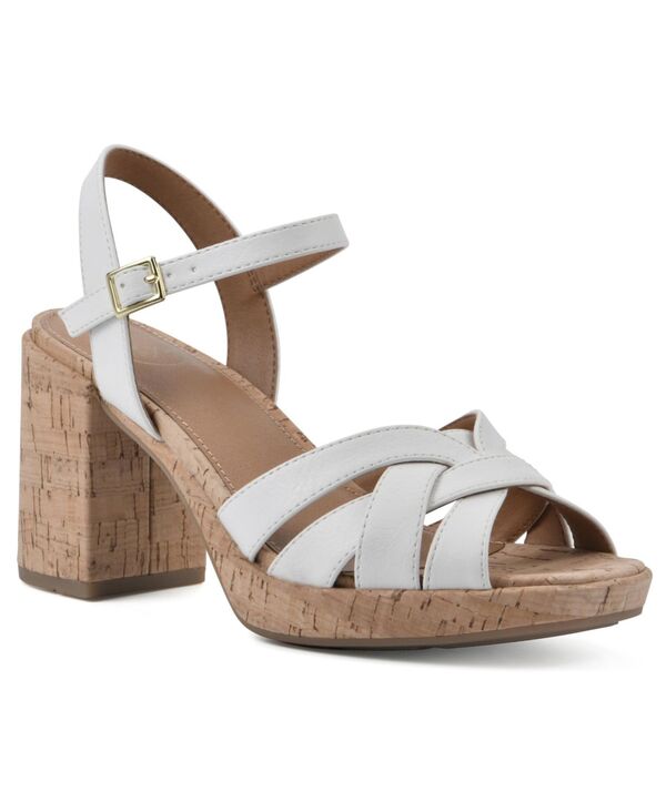 【送料無料】 ホワイトマウンテン レディース サンダル シューズ Women's Dubonnet Cork Block Heel Sandals White Smooth