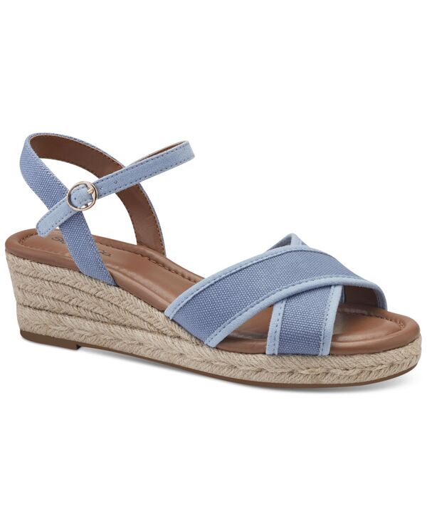 【送料無料】 スタイルアンドコー レディース サンダル シューズ Leahh Strappy Espadrille Wedge Sandals Blue Canvas