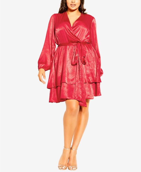  シティーシック レディース ワンピース トップス Trendy Plus Size Wildfire Dress Sexy red