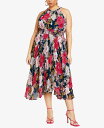 【送料無料】 シティーシック レディース ワンピース トップス Trendy Plus Size Miriam Print Maxi Dress Navy Wild Rose