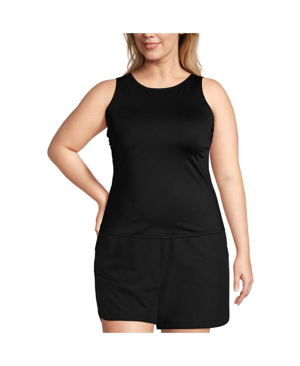 【送料無料】 ランズエンド レディース トップのみ 水着 Plus Size DD-Cup Chlorine Resistant High Neck UPF 50 Modest Tankini Swims..