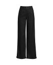  ランズエンド レディース カジュアルパンツ ボトムス Petite High Rise Wide Leg Linen Pleated Pants Black