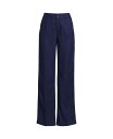  ランズエンド レディース カジュアルパンツ ボトムス Petite High Rise Wide Leg Linen Pleated Pants Deep sea navy