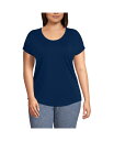 【送料無料】 ランズエンド レディース シャツ トップス Plus Size Lightweight Jersey T-shirt Deep sea navy