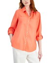 【送料無料】 チャータークラブ レディース シャツ トップス Women's 100% Linen Shirt Coral Punch(4)