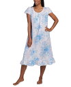 楽天ReVida 楽天市場店【送料無料】 ミス エレーン レディース ナイトウェア アンダーウェア Women's Cotton Floral Ruffled Nightgown Blue Garden