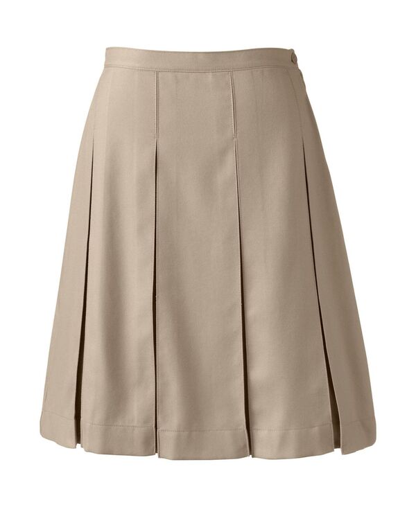 yz YGh fB[X XJ[g {gX Plus Size School Uniform Box Pleat Skirt Top of Knee Khaki