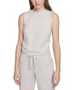 【送料無料】 カルバンクライン レディース タンクトップ トップス Women's Ruched Crewneck Logo Tank Top Porcini