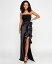 【送料無料】 シティー スタジオ レディース ワンピース トップス Juniors' Mixed-Media Cascading-Ruffle Gown Black