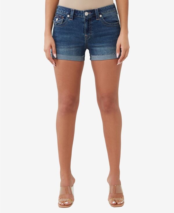 ̵ ȥ롼ꥸ ǥ ϡեѥġ硼 ܥȥॹ Women's Jennie Flap Rolled Denim Shorts Persian Gulf