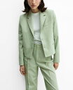 マンゴ 【送料無料】 マンゴ レディース ジャケット・ブルゾン ブレザー アウター Women's Buttons Detail Cropped Blazer Green