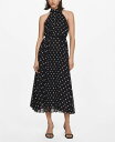 【送料無料】 マンゴ レディース ワンピース トップス Women 039 s Polka-Dot Pleated Dress Black