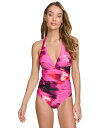 【送料無料】 ダナ キャラン ニューヨーク レディース 上下セット 水着 Women's Tie-Back Halter-Style One-Piece Swimsuit Pink Multi