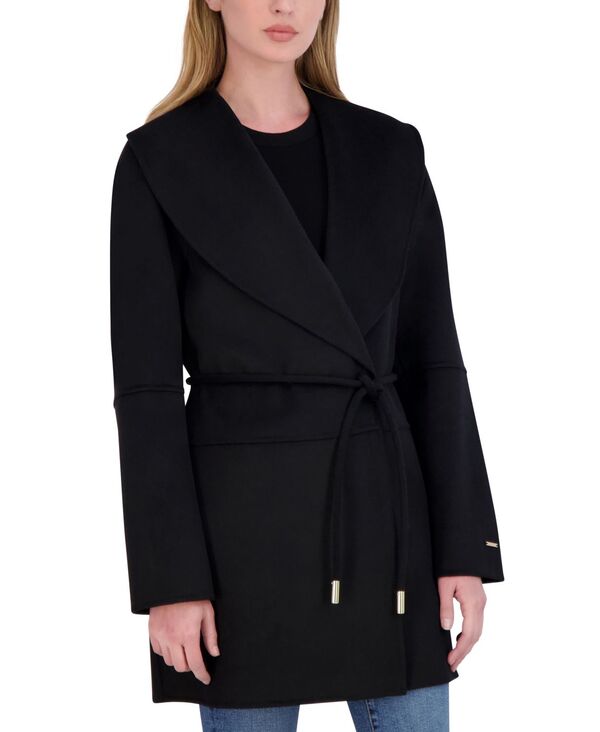 楽天ReVida 楽天市場店【送料無料】 タハリ レディース ジャケット・ブルゾン アウター Women's Doubled-Faced Wool Blend Wrap Coat Black