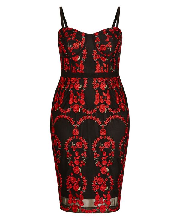 【送料無料】 シティーシック レディース ワンピース トップス Plus Size Dolce Rose Dress - black Black