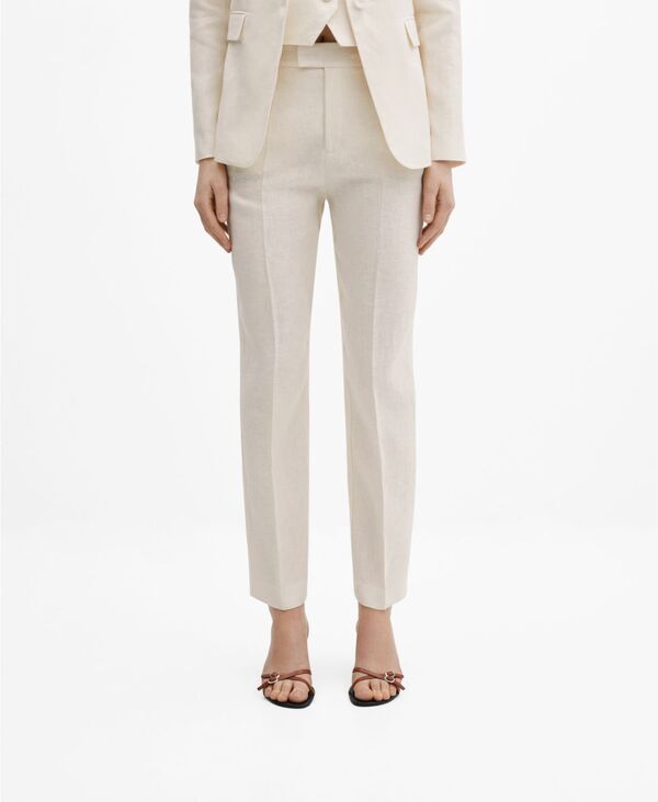 【送料無料】 マンゴ レディース カジュアルパンツ ボトムス Women 039 s 100 Linen Suit Trousers Light Beig