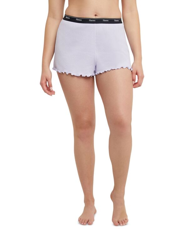 楽天ReVida 楽天市場店【送料無料】 ヘインズ レディース ナイトウェア アンダーウェア Women's Originals Cozywear Ribbed Ruffled Shorts OG118 Urban Lilac