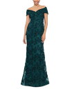 【送料無料】 エスケープ レディース ワンピース トップス Off-The-Shoulder Lace Gown Hunter