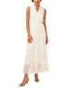 yz XeCg fB[X s[X gbvX Women's Sleeveless Tie V-Neck Smocked-Waist Maxi Dress New Ivory