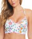 【送料無料】 ジェシカシンプソン レディース トップのみ 水着 Women 039 s Lace-Up Floral-Print Long-Line Bikini Top White Multi