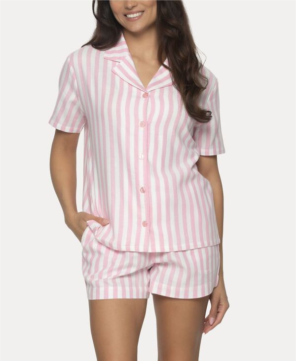 楽天ReVida 楽天市場店【送料無料】 フェリナ レディース ナイトウェア アンダーウェア Women's Mirielle 2 Pc. Shorts Pajama Set Sea Pink Stripe