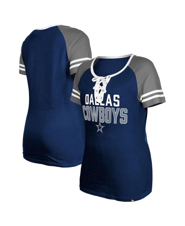 yz j[G fB[X TVc gbvX Women's Navy Dallas Cowboys Raglan Lace-Up T-shirt Navy