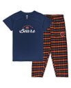 【送料無料】 コンセプツ スポーツ レディース ナイトウェア アンダーウェア Women's Navy Chicago Bears Plus Size Badge T-shirt and Flannel Pants Sleep Set Navy
