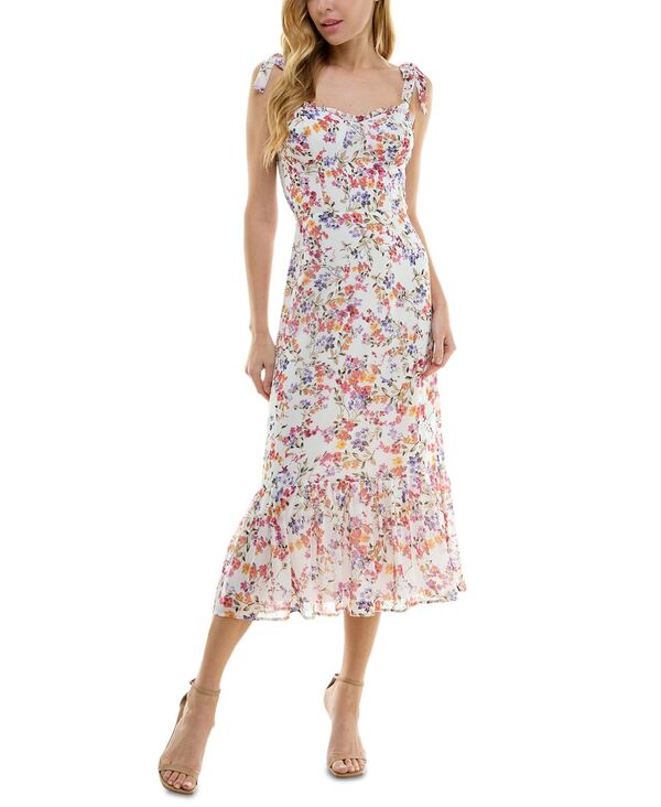 【送料無料】 シティー スタジオ レディース ワンピース トップス Juniors' Floral-Print Corset Midi Dress Ivy Combo