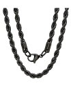 yz XeB[^C Y lbNXE`[J[Ey_ggbv ANZT[ Men's black IP Plated Stainless Steel Rope Chain 24