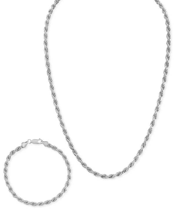 【送料無料】 エスクァイア メンズ ネックレス チョーカー ペンダントトップ アクセサリー 2-Pc. Set 22 Rope Link Chain Necklace Matching Bracelet Silver