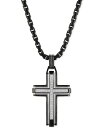  エスクァイア メンズ ネックレス・チョーカー・ペンダントトップ アクセサリー Diamond Religious Cross 22" Pendant Necklace (1/6 ct. t.w.) Black