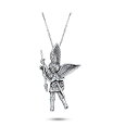 【送料無料】 ブリング メンズ ネックレス チョーカー ペンダントトップ アクセサリー Handcrafted Guardian Angel Saint Michael Parton Of Military Police Security Pendant Necklace For Women For Men .925 Sterling Silver Silver