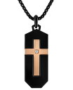 yz uo Y lbNXE`[J[Ey_ggbv ANZT[ Black & Rose Gold-Tone IP Stainless Steel Diamond-Accent Cross 26