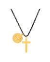 【送料無料】 スティールタイム メンズ ネックレス・チョーカー・ペンダントトップ アクセサリー Men's Black-Tone IP & 18k Gold-Plated Stainless Steel Cross and St. Benedict Religious 24