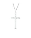 yz uO Y lbNXE`[J[Ey_ggbv ANZT[ Unisex Medium Traditional Plain Simple Basic Religious Jesus Cross Pendant Necklace For Women Men Teen Polished Solid .925 Sterling Silver Grey