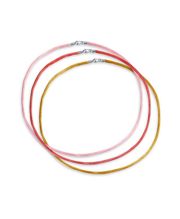 【送料無料】 ブリング メンズ ネックレス チョーカー ペンダントトップ アクセサリー Set Of Three Soft Thin Satin Pink Red Yellow 16 Inch Silk Cords Strand Necklace For Pendant Layering Women Men Teen .925 Sterling Silver Lobster Claw Clasp Multicolor