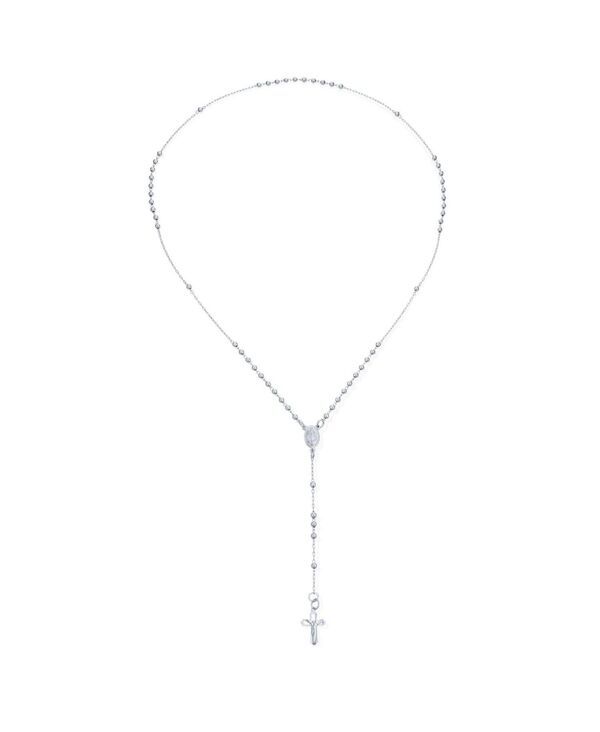 【送料無料】 ブリング メンズ ネックレス チョーカー ペンダントトップ アクセサリー Catholic Prayer Round Ball Beads Jesus Crucifix Virgin Mary Rosary Y Necklace Unisex For Men For Women Sterling Silver Silver