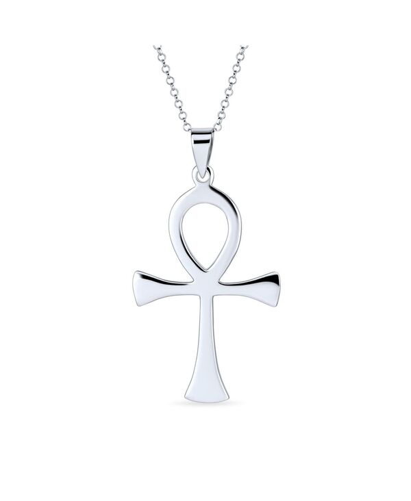 【送料無料】 ブリング メンズ ネックレス・チョーカー・ペンダントトップ アクセサリー Large Classic Men's Large Key To Life Egyptian Ankh Cross Pendant Necklace For Men Polished .925 Sterling Silver Silver